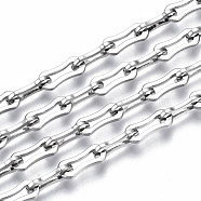304 Stainless Steel Link Chains, with Spool, Unwelded, Nickel Free, Stainless Steel Color, 14x6x1.5mm, about 32.81 Feet(10m)/roll(CHS-T003-14P-NF)