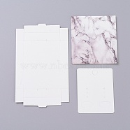 Kraft Paper Boxes and Earring Jewelry Display Cards, Packaging Boxes, with Marble Texture Pattern, White, Folded Box Size: 7.3x5.4x1.2cm, Display Card: 6.5x5x0.05cm(CON-L015-A07)