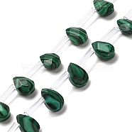 Synthetic Malachite Beads Strands, Faceted, Teardrop, Top Drilled, 9x6x4mm, Hole: 0.8mm, about 30~32pcs/strand, 16.54''(42cm)(G-Q167-A12-02)