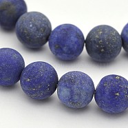 Natural Lapis Lazuli Round Beads Strands, Frosted, Dyed, 8mm, Hole: 1mm, about 48pcs/strand, 15.3 inch(G-D660-8mm)