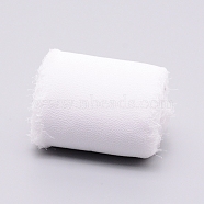 Polyester Ribbon, Fringe Chiffon Silk-Like Ribbon, for Wedding Invitations, Bouquets, Gift Wrapping , Ghost White, 2 inch(50mm), about 5m/roll(OCOR-TAC0008-01K)