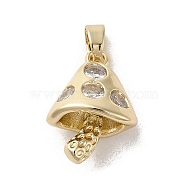 Brass Micro Pave Clear Cubic Zirconia Pendants, Long-Lasting Plated, Bell, Golden, 18x12x8.5mm, Hole: 3x3mm(KK-M275-42G)