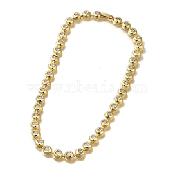 Rack Plating Brass Clear Cubic Zirconia Flat Round Link Chain Necklaces, Long-Lasting Plated, Lead Free & Cadmium Free, Real 18K Gold Plated, 16.73 inch(42.5cm)(NJEW-Q345-05G)