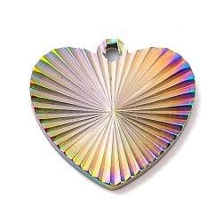 Ion Plating(IP) 304 Stainless Steel Pendants, Heart Charm, Rainbow Color, 17x18x2mm, Hole: 1.6mm(STAS-D025-01M-02)