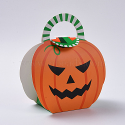 Halloween Party Favor Treat Boxes, Gift Candy Boxes, for Halloween Decoration Party Supplies, Pumpkin Jack-O'-Lantern, Orange, 18.5x15.8x7.05cm(CON-L024-H01)