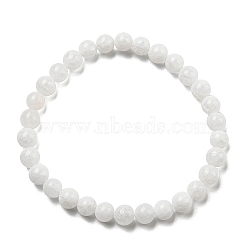 Natural White Jade Round Beaded Stretch Bracelets, Inner Diameter: 2-1/4 inch(5.6cm), beads: 6mm(BJEW-F202-06-01)