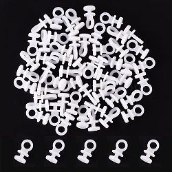 Plastic Curtain Track Glider Hooks, Curtain Rail Slider Hooks, White, 18x9mm, Hole: 5mm, 200pcs/bag(KY-GF0001-30)