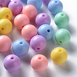 Opaque Acrylic Beads, Round, Mixed Color, 16x15mm, Hole: 2.8mm, about 220pcs/500g(MACR-S370-C16mm-M1)