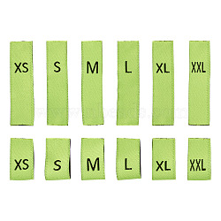 Cotton Sewing Labels, Clothing Size Labels, for Sewing, Knitting, Crafts, Size XS & S & M & L & XL & 2XL, Lawn Green, 40x10mm, 240pcs/set(FIND-TA0001-22)