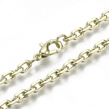 Brass Cable Chains Necklace Making, with Brass Lobster Clasps, Unwelded, Light Gold, 18.3 inch(46.5cm) long, link: 5.5x4x1mm, jump ring: 5x1mm, 3mm inner diameter