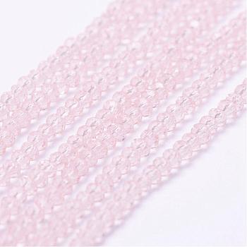 Transparent Glass Beads Strands, Faceted, Rondelle, Lavender Blush, 2.5x1.5~2mm, Hole: 0.5mm, about 185~190pcs/strand, 13.7 inch~14.1 inch