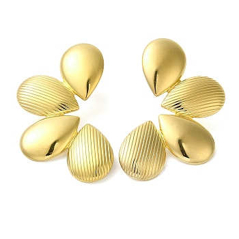 304 Stainless Steel Stud Earrings for Women, Golden, Flower, 44x25mm