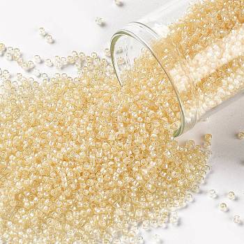 TOHO Round Seed Beads, Japanese Seed Beads, (352) Inside Color Crystal/Butter Yellow, 15/0, 1.5mm, Hole: 0.7mm, about 3000pcs/10g