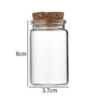 Glass Bottle, with Cork Plug, Wishing Bottle, Column, Clear, 3.7x6cm, Capacity: 35ml(1.18fl. oz)