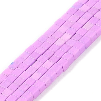 Natural Agate Beads Strands, Dyed, Cube, Violet, 2x2x2mm, Hole: 1mm, about 150pcs/strand, 15.08 inch(38.3cm)