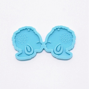 DIY Women Silicone Statue Fondant Molds, for DIY Cake Decoration, UV & Epoxy Resin Earrings Making, Sky Blue, 41x73x5mm