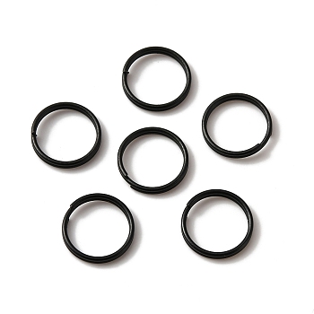 Iron Split Key Rings, Keychain Ring, Electrophoresis Black, 10x1.5mm, Inner Diameter: 8.5mm