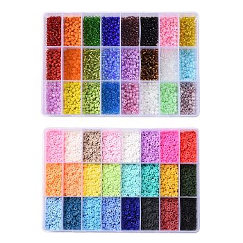 DIY Beads Jewelry Kits, Including Disc/Flat Round Handmade Polymer Clay Beads, Heishi Beads, Mixed Styles Glass Round Seed Beads, Mixed Color, 4x1mm, Hole: 1mm, 240g