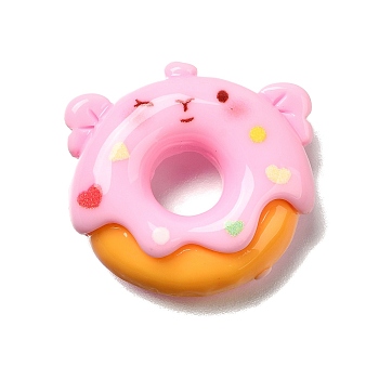 Cat Shape Opaque Resin Cabochons, Donut, 20.5x24x8.5mm