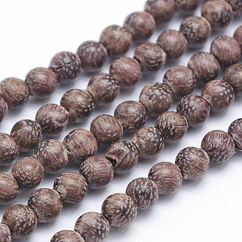 Natural Sandalwood Beads Strands, Round, Dyed, 6mm, Hole: 1mm, about 64pcs/strand, 15.7 inch(40cm)