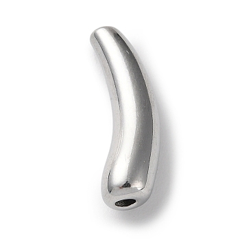 304 Stainless Steel Tube Beads, Curved Teardrop, Stainless Steel Color, 20.5x6.5x6mm, Hole: 2mm