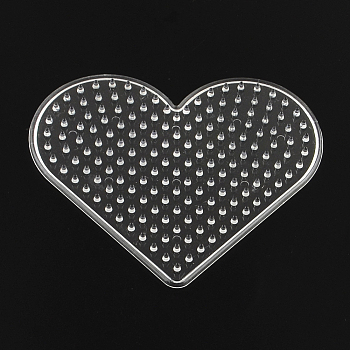 Heart ABC Plastic Pegboards used for 5x5mm DIY Fuse Beads, Clear, 80x93x5mm