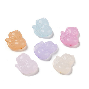 Opaque Acrylic Beads, Fox, Mixed Color, 22x17x7mm, Hole: 1.6mm