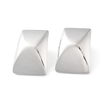 304 Stainless Steel Stud Earring, Rectangle, Stainless Steel Color, 29x21mm