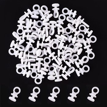 Plastic Curtain Track Glider Hooks, Curtain Rail Slider Hooks, White, 18x9mm, Hole: 5mm, 200pcs/bag