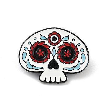 Day of the Dead Sugar Skull Enamel Pins, Alloy Brooch for Backpack Clothes, Colorful, 23.5x29.5mm