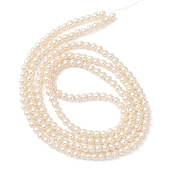 Glass Pearl Beads Strands, Pearlized, Round, Creamy White, 4mm, Hole: 1mm, about 200pcs/strand, 30.71''(78cm)