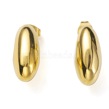 Ion Plating(IP) 304 Stainless Steel Twist Teardrop Stud Earrings for Women(EJEW-K244-11G)-2