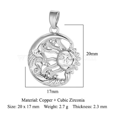 Brass Clear Cubic Zirconia Pendants(KK-E068-VA099-2P)-2