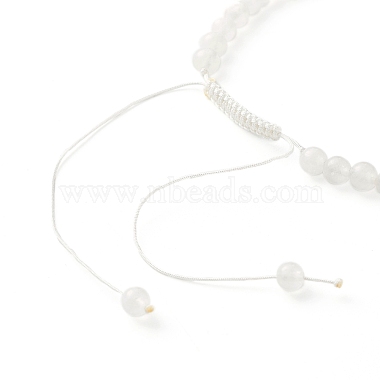 Pulsera de cuentas trenzadas de jade blanco natural redondo para niña mujer(BJEW-JB06864-03)-5