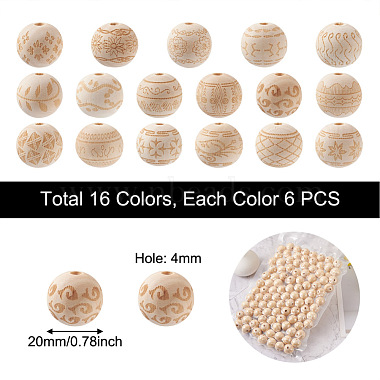 Cheriswelry 102Pcs 17 Style Unfinished Natural Wood European Beads(WOOD-CW0001-02)-3