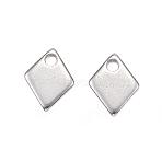 Tarnish Resistant 201 Stainless Steel Charms, Rhombus, Stainless Steel Color, 9x7x1mm, Hole: 1.2mm(STAS-F039-85-P)