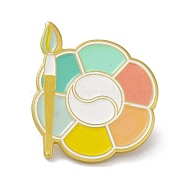Color Palette Enamel Pin, Funny Flower Shape Alloy Enamel Brooch for Backpacks Clothes, Golden, Colorful, 29x23x9.5mm(JEWB-C008-29G)