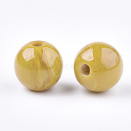 Resin Beads, Imitation Gemstone, Round, Gold, 12mm, Hole: 2mm(RESI-S377-14A-06)