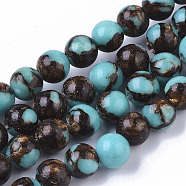 Assembled Synthetic Turquoise and Bronzite Beads Strands, Round, 6mm, Hole: 1.4mm, about 62~63pcs/strand, 14.96 inch(38cm)(G-S366-025B)