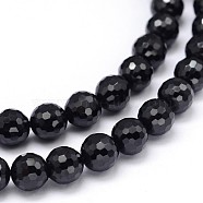 Natural Black Spinel Round Bead Strands, Faceted, 6mm, Hole: 1mm, about 63pcs/strand, 15.3 inch(G-P114-06-6mm)