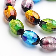 Handmade Silver Foil Glass Oval Beads, Mixed Color, 12x8mm, Hole: 1mm(FOIL-I004-C-M)