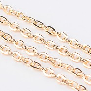 Iron Cable Chains, Unwelded, with Spool, Flat Oval, Light Gold, 3x2x0.5mm, about 328.08 Feet(100m)/roll(CH-S124)