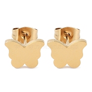 Vacuum Plating 304 Stainless Steel Stud Earrings for Women, Butterfly, Golden, 7.5x9.5mm(EJEW-A048-48E-G)