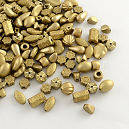 Plated Acrylic Beads, Mixed Style, Golden Plated, 8~17x4~11x4~11mm, Hole: 1~3mm(MACR-R546-09)