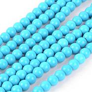 Synthetic Turquoise Beads Strands, Dyed, Round, Deep Sky Blue, 6mm, Hole: 1.2mm, about 67pcs/strand, 15.75 inch(TURQ-G106-6mm-02F)