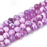 Natural Fire Crackle Agate Beads Strands, Dyed, Round, Purple, 8mm, Hole: 1mm, about 46~48pcs/strand, 14.56 inch~15.15 inch(G-S346-8mm-21)
