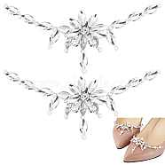 1 Pair Flower Crystal Rhinestone Wedding Shoe Decorations, Iron Detachable Shoe Buckle Clips, Platinum, 65x117x9mm(FIND-GA0003-62)