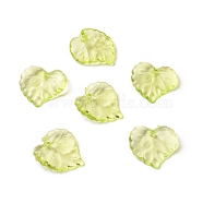 Transparent Acrylic Pendants, Leaf, Green, about 15mm long, 15mm wide, 2mm thick, hole: 1.5mm, 1700pcs/500g(DBLA410-9)