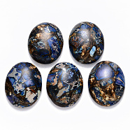 Assembled Synthetic Imperial Jasper and Bronzite  Cabochons, Dyed, Oval, Blue, 40x30x7.5~8.5mm(G-R457-01B)