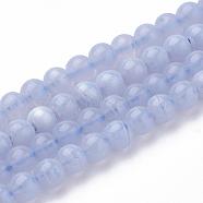 Natural Blue Chalcedony Bead Strands, Round, 4mm, Hole: 0.5mm; about 104pcs/strand, 15.7 inches(G-R193-02-4mm)